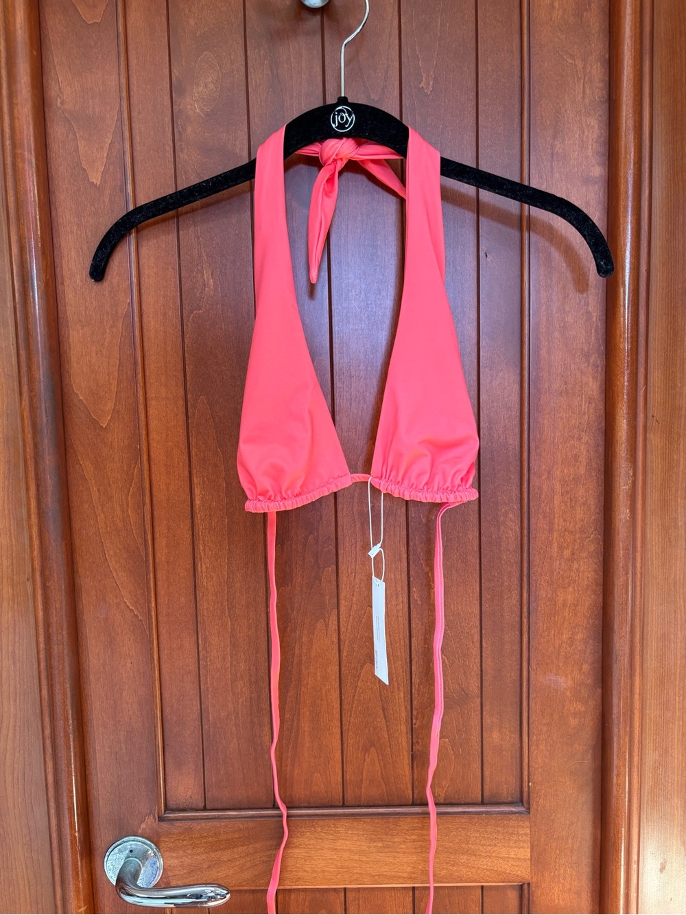 iNAMORATA Neon Coral Triangle Bikini Top